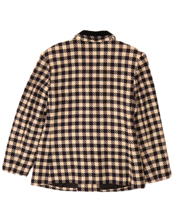 Vintage Damen 3-Knopf-Blazer-Jacke IT 46 Großer schwarzer Hahnentritt-Klassiker