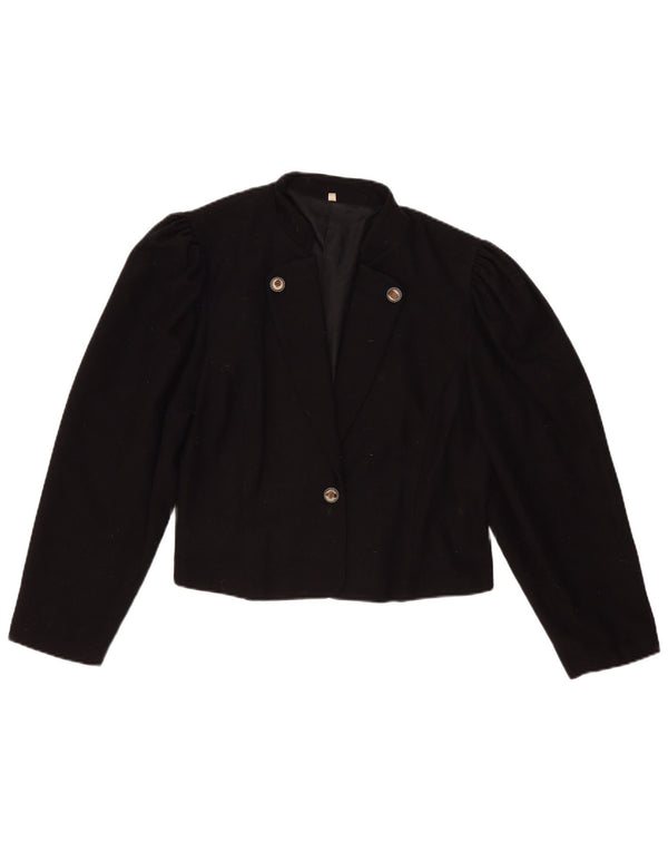 Vintage Damen 1 Knopf Blazer Jacke IT 44 Mittelschwarze Wolle