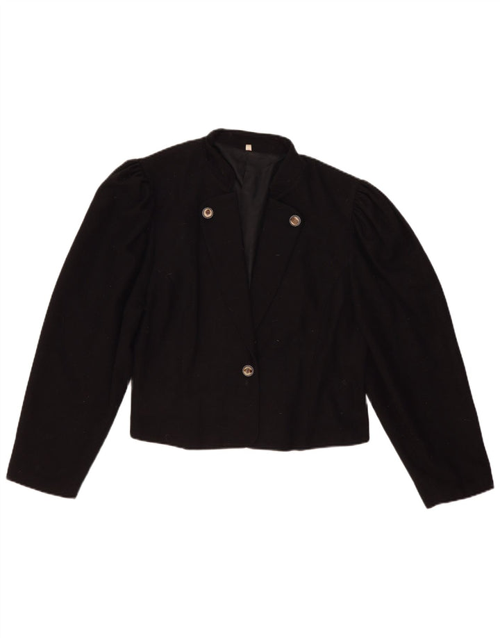 Vintage Damen 1 Knopf Blazer Jacke IT 44 Mittelschwarze Wolle