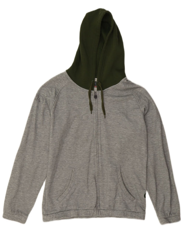 Kappa Womens Graphic Zip Hoodie Pullover UK 14 Mittelgrau Farbblock