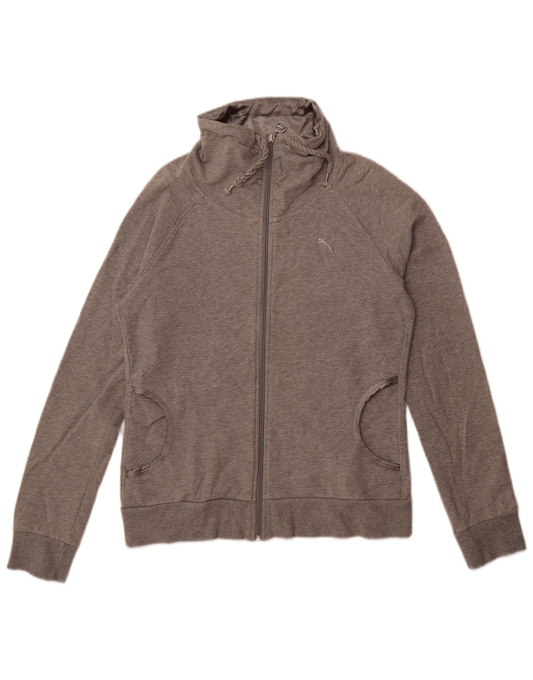 Puma Damen-Trainingsanzug-Top-Jacke, UK 14, große graue Baumwolle