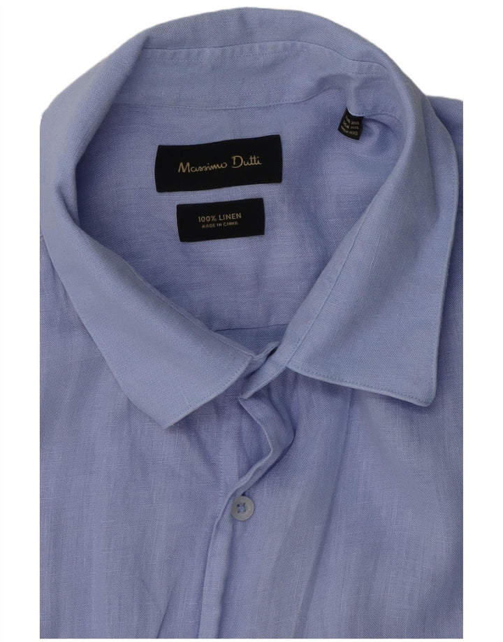 MASSIMO DUTTI Herrenhemd 2XL Blaues Leinen
