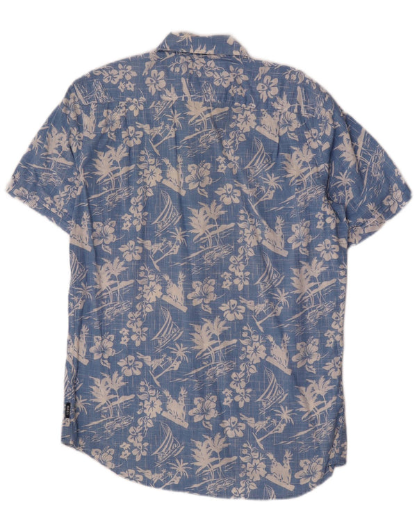 Izod Herren Salzwasser-Kurzarmhemd, klein, blau, geblümt, Baumwolle, hawaiianisch