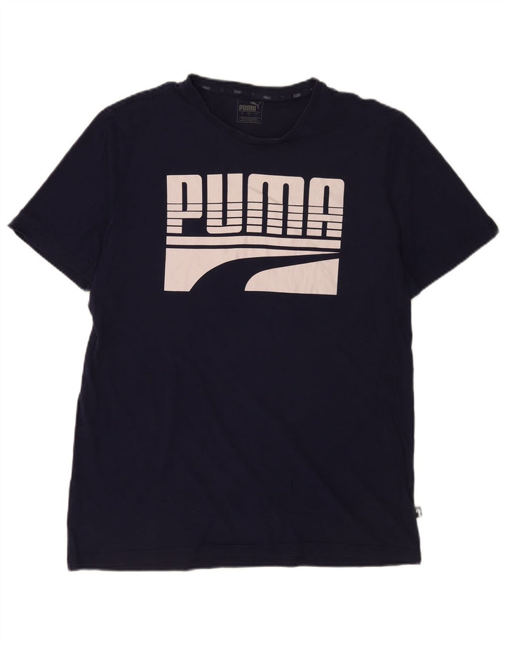 Puma Herren Grafik T-Shirt Top Large Marineblau