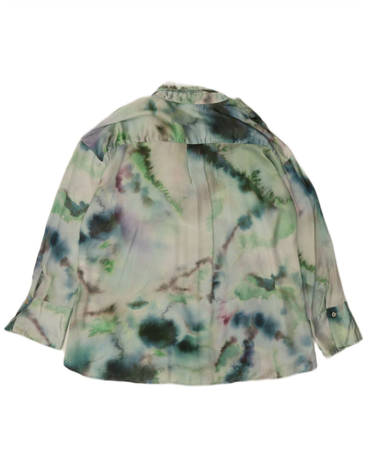 Übergroße Damen-Hemdbluse von Zara, UK 14, mittelgrünes Batik-Polyester