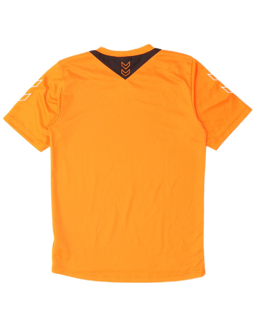 HUMMEL Herren-T-Shirt mit Grafik, klein, orangefarbenes Farbblock-Polyester