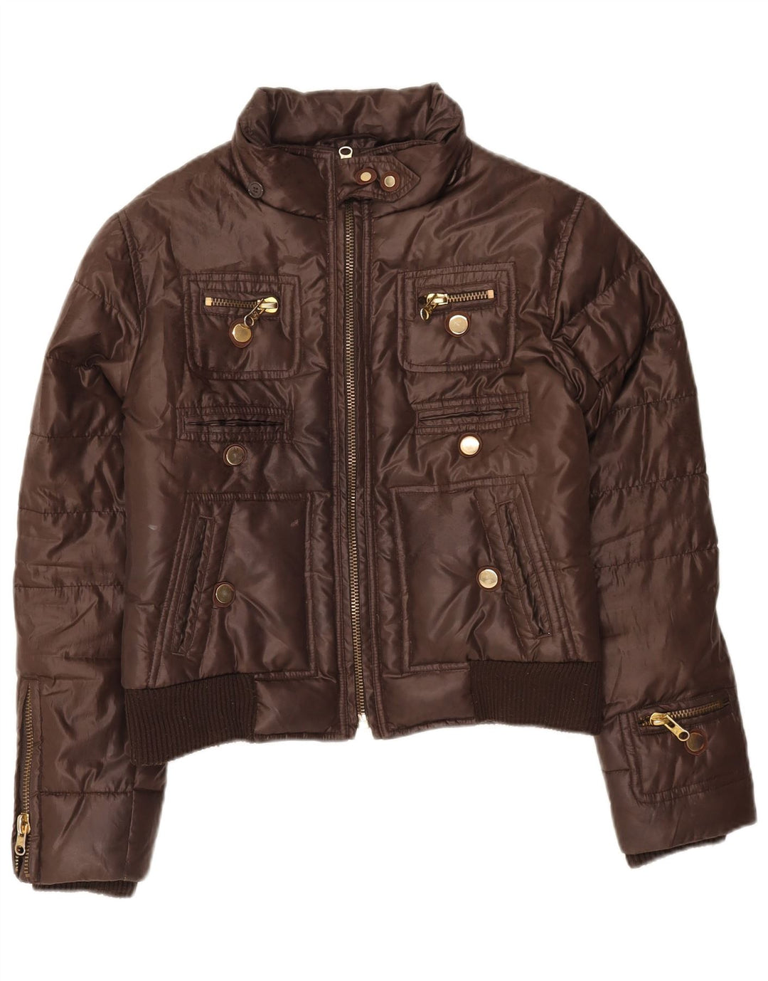 Fay Damen Wattierte Jacke UK 10 Small Braun Polyamid