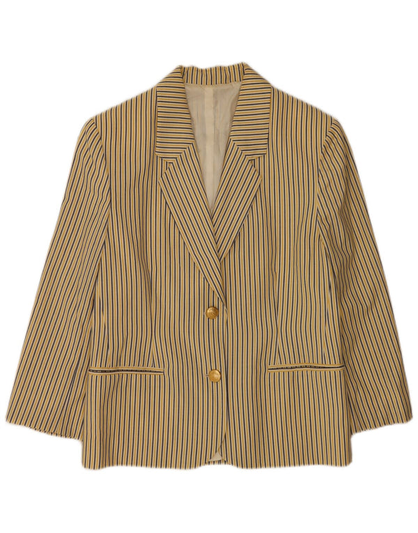 Laura Lindor Damen 2-Knopf-Blazerjacke UK 12 Mittelgelb gestreift
