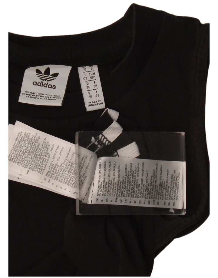 Adidas Damen Graphic Vest Top UK 10 Small Schwarz Baumwolle