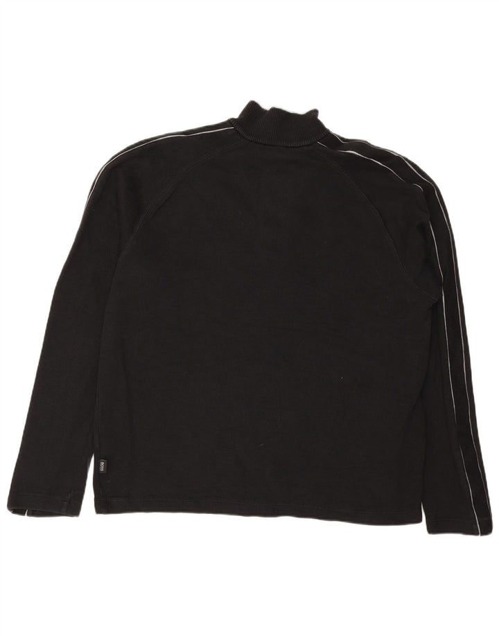 Hugo Boss Herren-Pullover mit normaler Passform und Reißverschluss, groß, schwarz gestreift