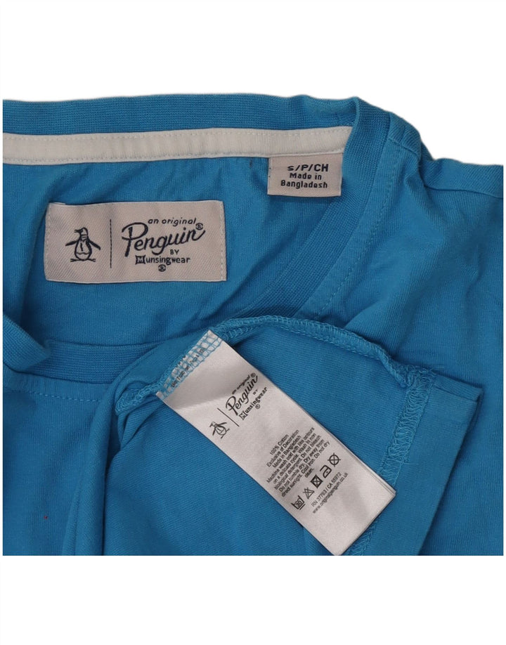 Penguin Herren T-Shirt Top Small Blau Baumwolle