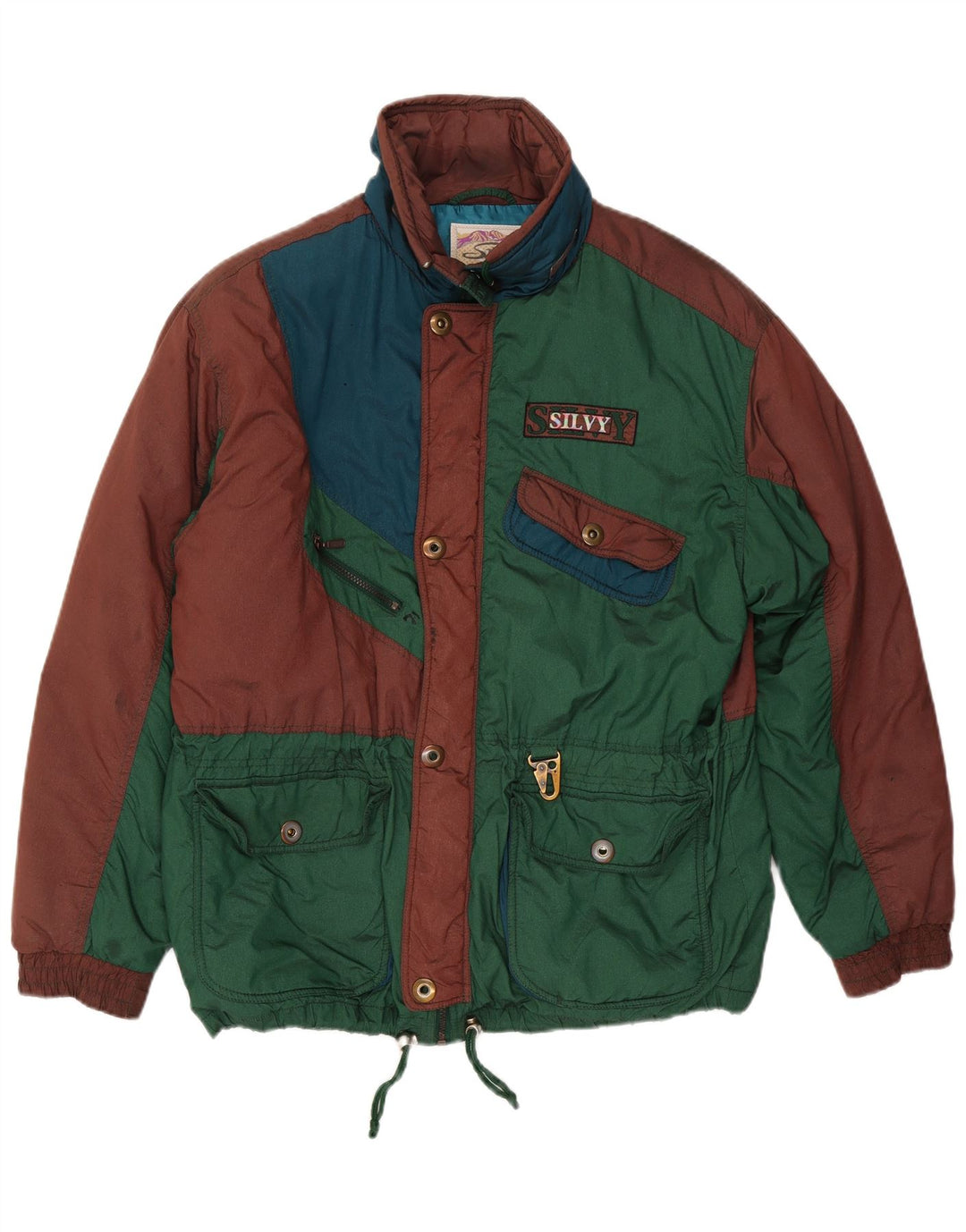 Silvy Herren-Skijacke IT 52 XL, grünes Farbblock-Polyester