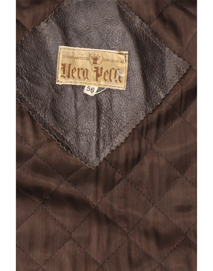 Vintage Herren Lederjacke IT 56 3XL Schwarzes Leder