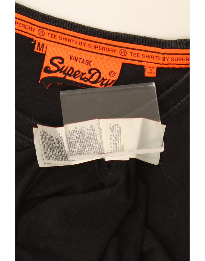 SUPERDRY Herren Grafik-T-Shirt-Oberteil aus mittelschwarzer Baumwolle