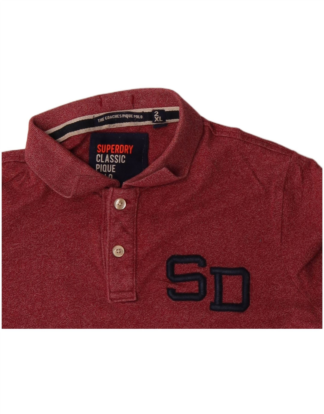 SUPERDRY Herren-Poloshirt mit klassischer Passform, 2XL, rote Baumwolle