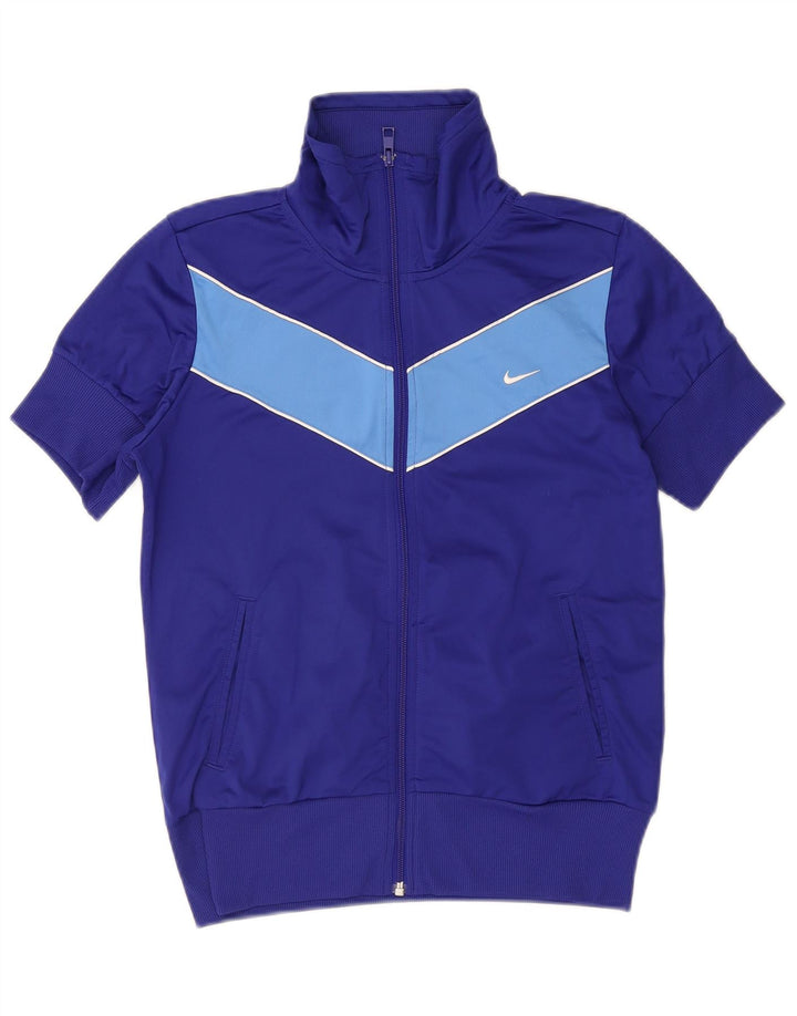 Nike Damen-Trainingsanzug-Top-Jacke, UK 14, mittleres Marineblau, Farbblock