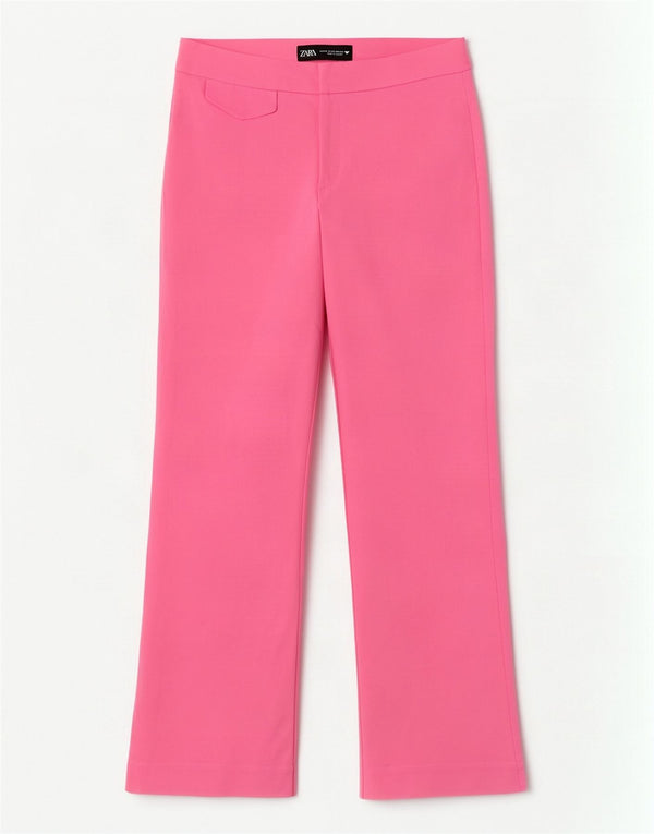 Zara Damen Gerade Freizeithose XS W24 L25 Rosa Baumwolle