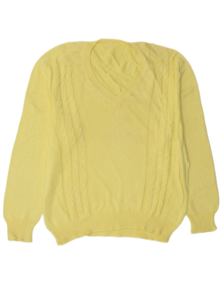 Vintage Herren V-Ausschnitt Pullover Pullover Groß Gelb