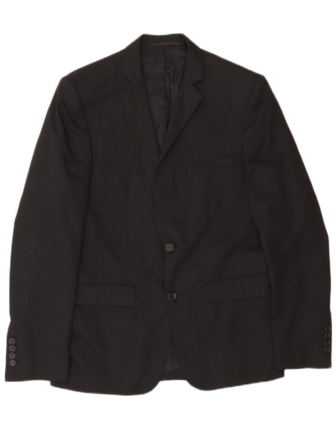 Zara Herren 2-Knopf-Blazerjacke EU 46 Small Schwarz Polyester