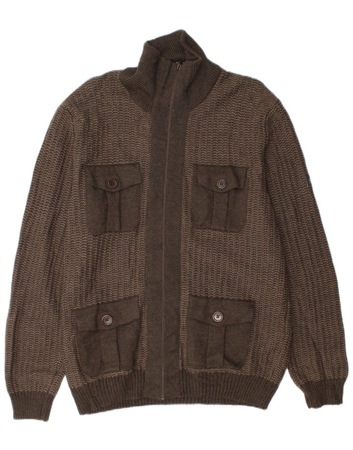 NAVIGARE Herren-Cardigan-Pullover XL aus grauer Wolle