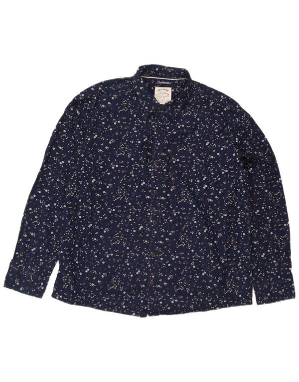 Fat Face Herrenhemd 3XL Marineblau mit Blumenmuster aus Baumwolle