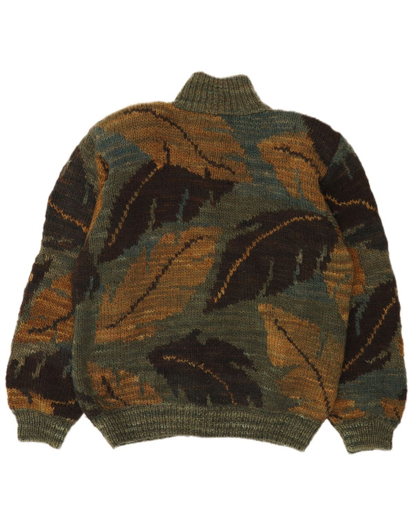 Manos Del Uruguay Herren-Strickjacke, große Wolle mit grünem Blumenmuster