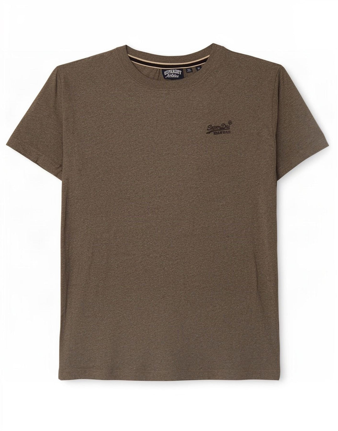 Superdry Herren T-Shirt-Oberteil aus mittelkhakifarbener, gesprenkelter Baumwolle