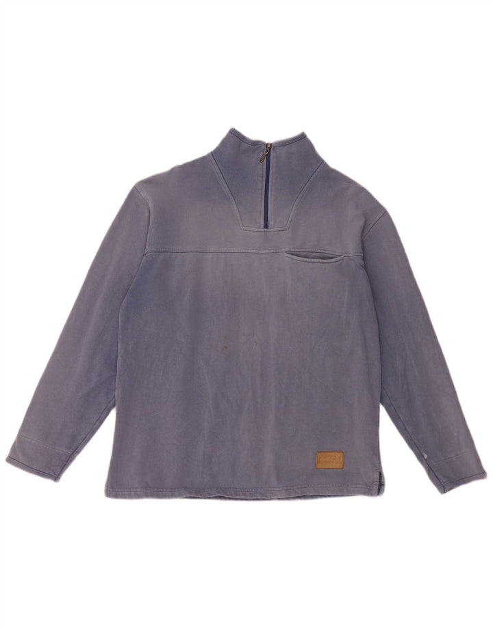 Weird Fish Herren-Sweatshirt mit Reißverschluss am Hals, mittelblaue Baumwolle
