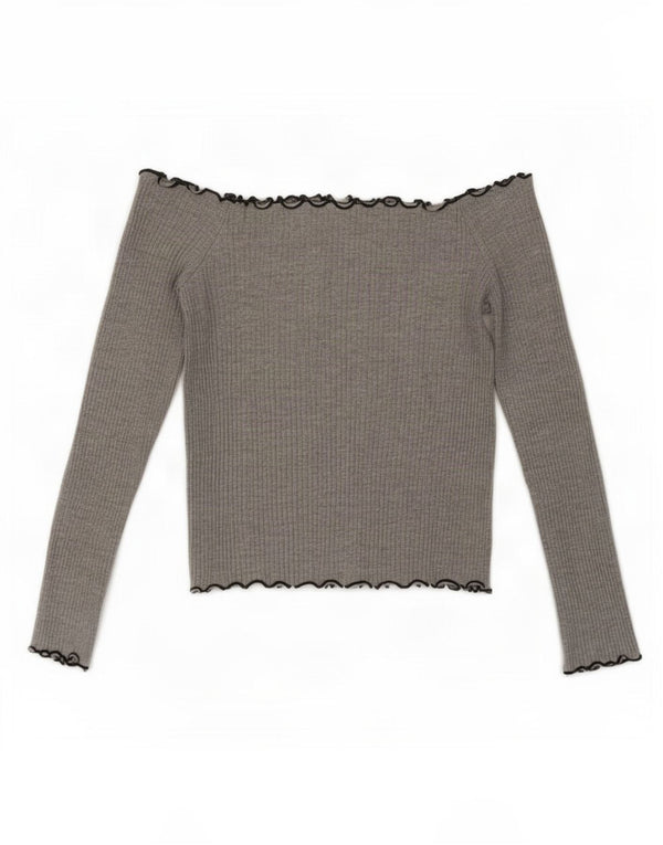 Zara Damen Trafaluc Crop Off Shoulder Top UK 8 Small Grau