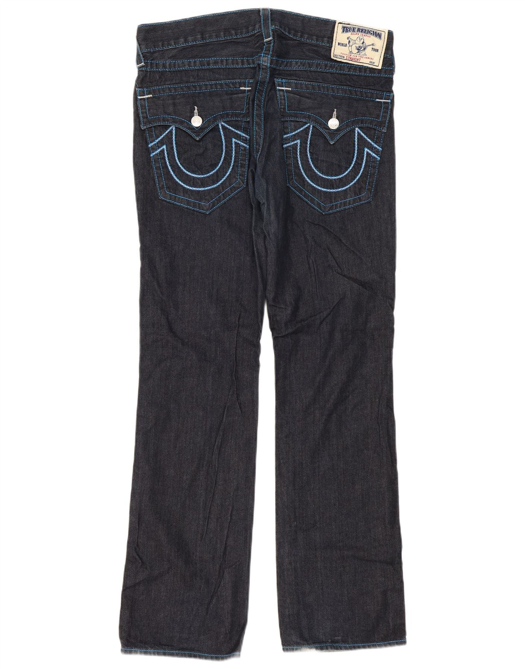 True Religion Herren Straight Jeans W33 L35 Marineblaue Baumwolle