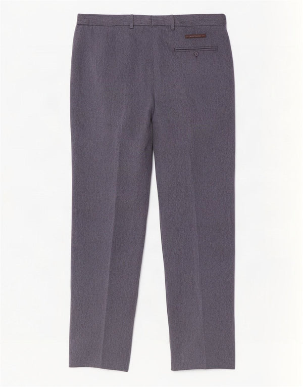 Marks & Spencer Herren-Anzughose, normal, W36, L33, blaues Fischgrätenmuster