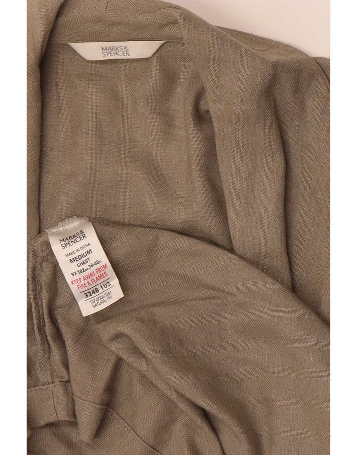 Marks & Spencer Damen Robe Overcoat UK 14 Mittelgraues Leinen