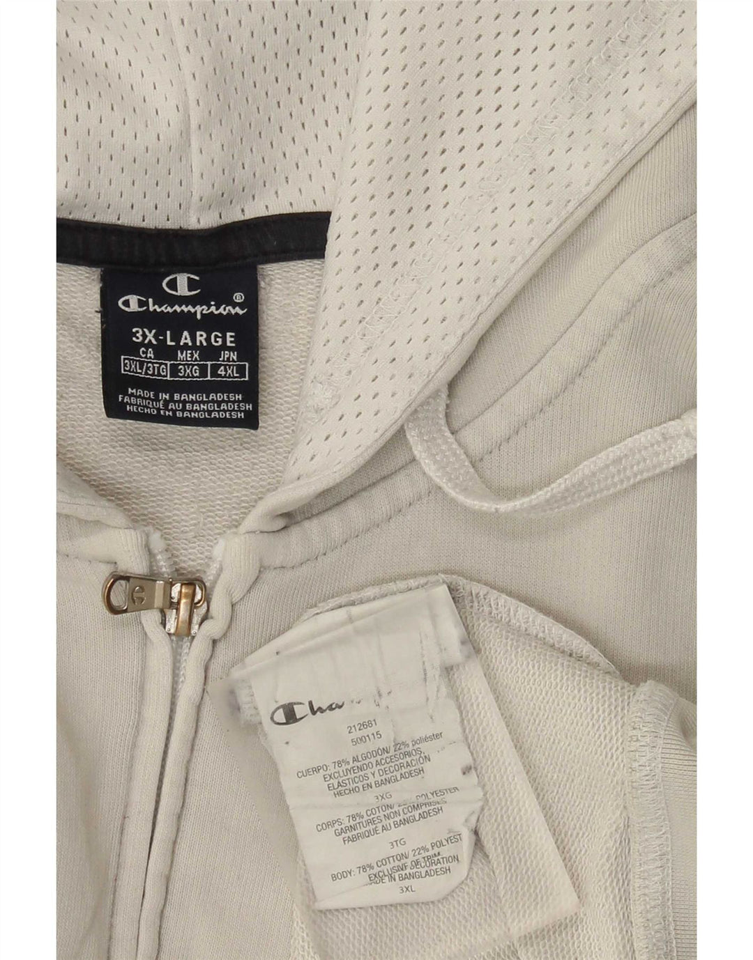 Champion Herren-Kapuzenpullover mit Reißverschluss, 3XL, graue Baumwolle