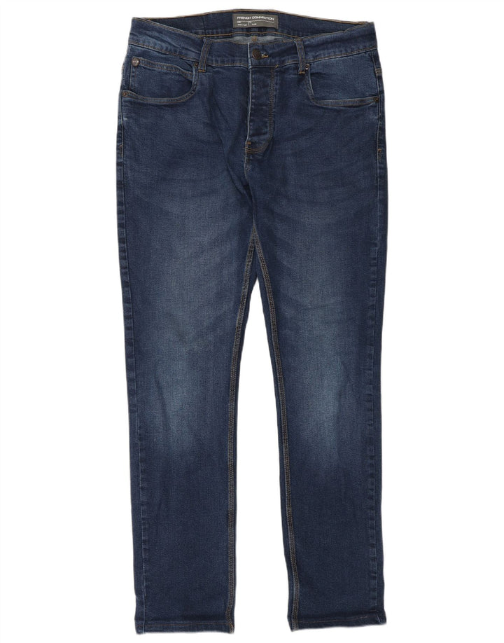 French Connection Herren Slim Jeans W34 L32 Blaue Baumwolle