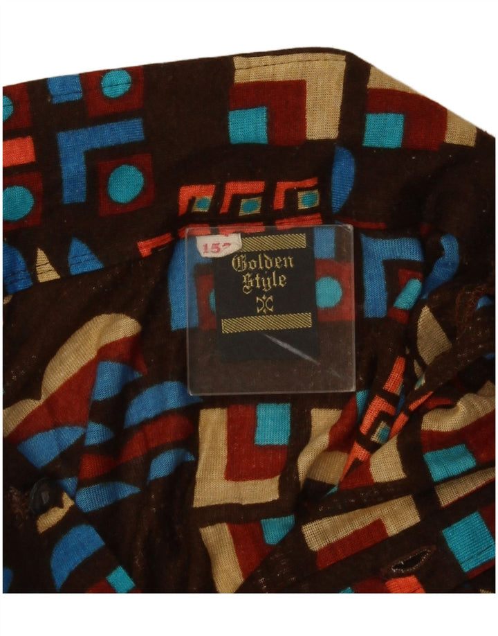Vintage-Hemd für Jungen, 11–12 Jahre, braun, geometrisch, Polyacryl