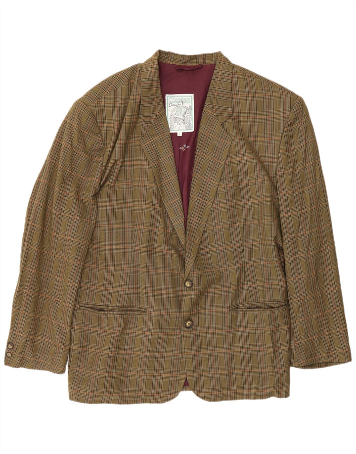 Vintage Herren 2-Knopf-Blazerjacke UK 40 Large Khaki Houndstooth