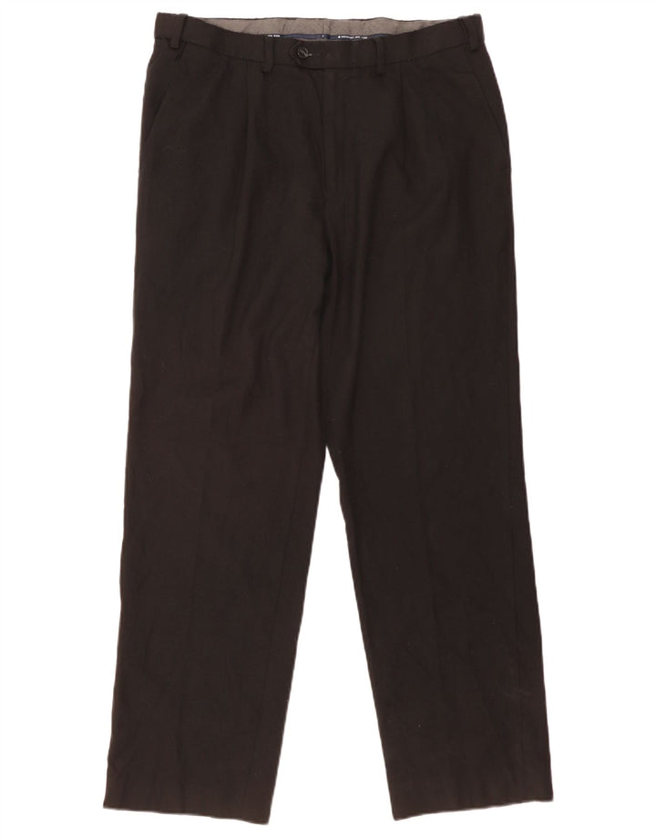 MARKS & SPENCER Herren-Anzughose mit normaler Passform, W34, L31, schwarze Wolle