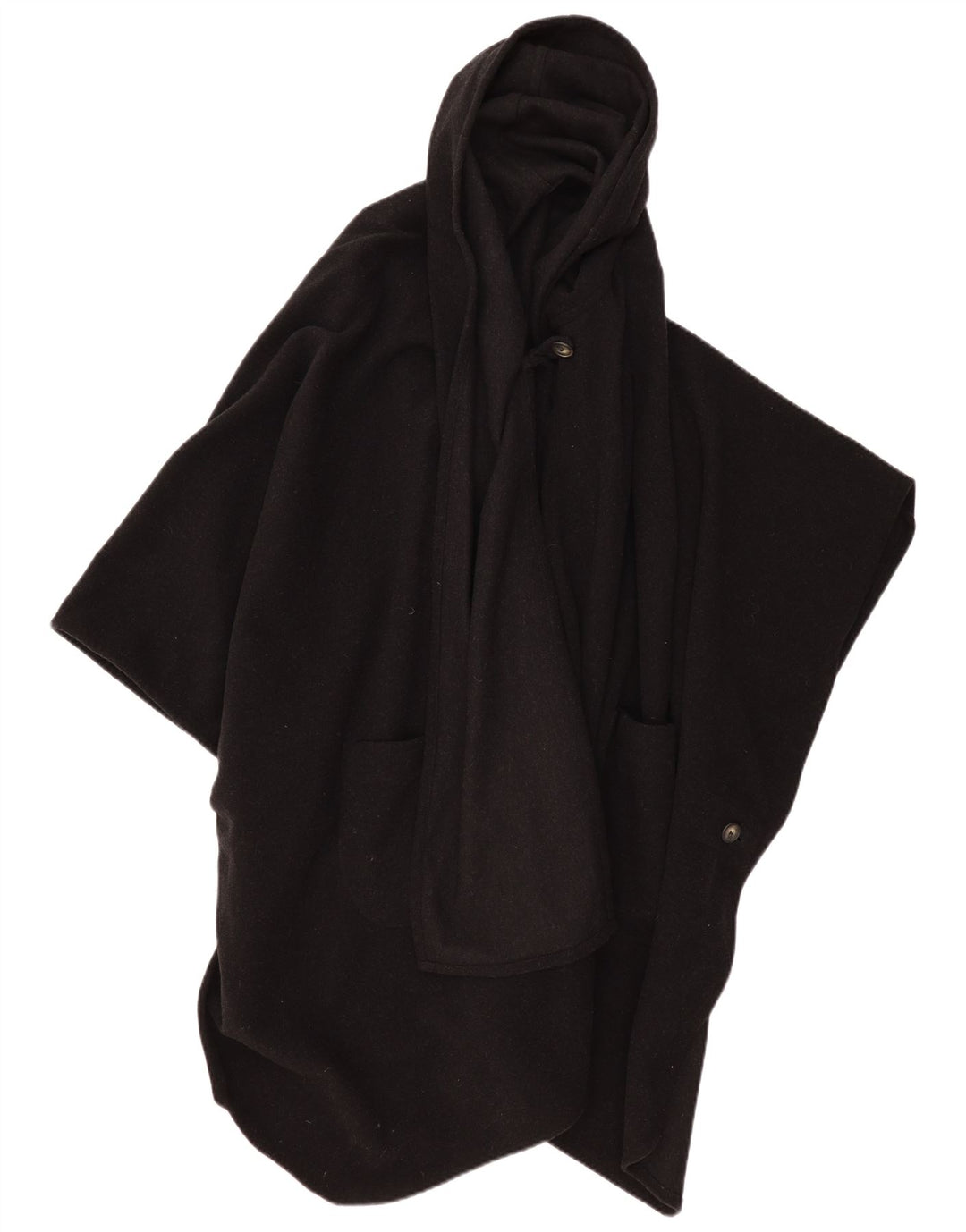 VINTAGE Poncho-Mantel mit Kapuze für Damen, Einheitsgröße, Schwarz