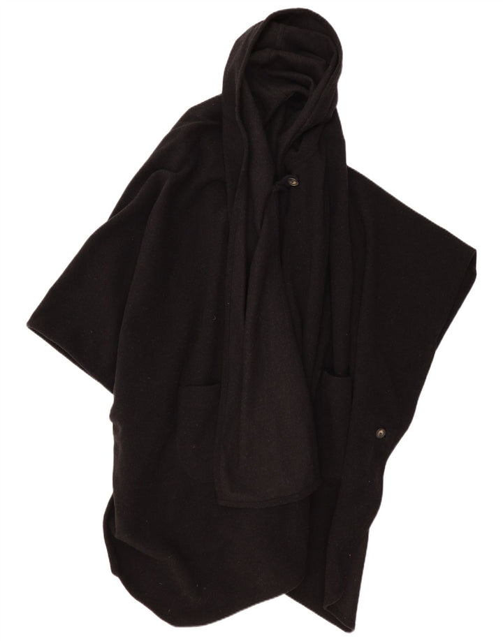 VINTAGE Poncho-Mantel mit Kapuze für Damen, Einheitsgröße, Schwarz