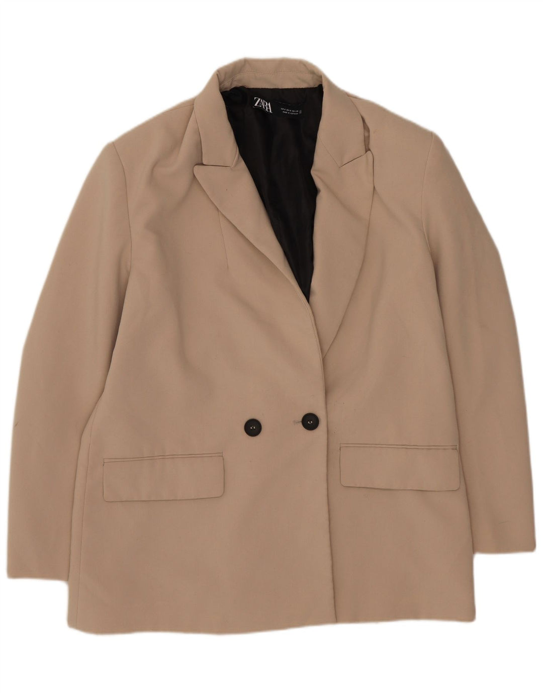 Zara Damen Übergroße zweireihige Blazerjacke UK 10 Small Beige