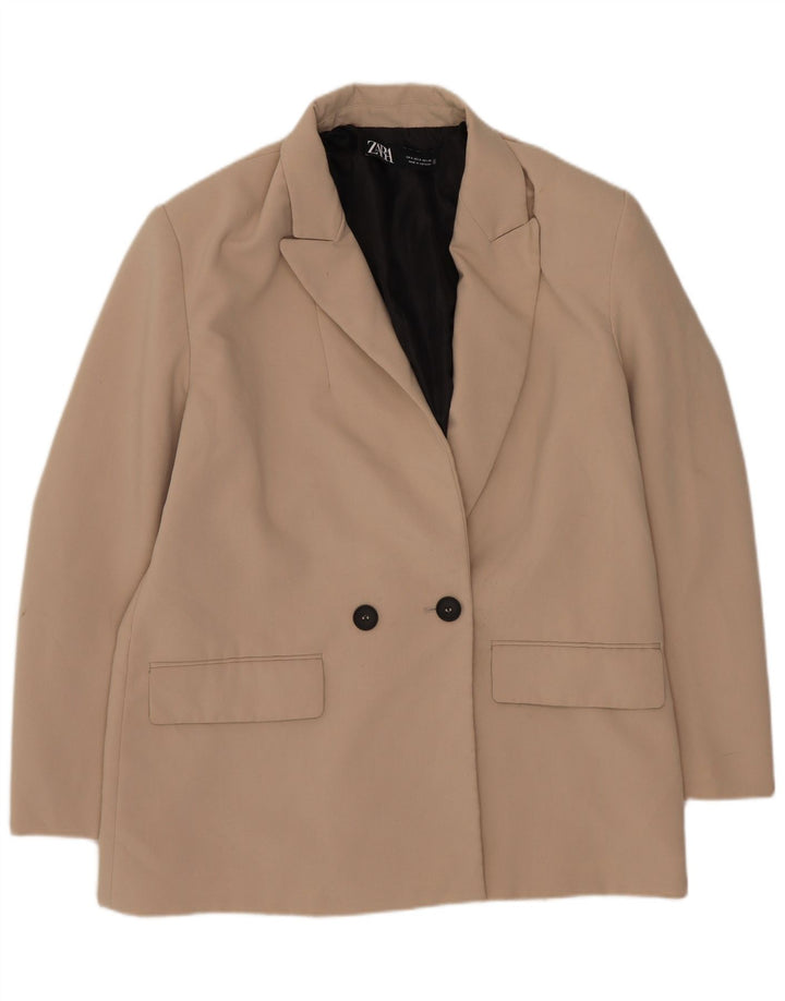 Zara Damen Übergroße zweireihige Blazerjacke UK 10 Small Beige