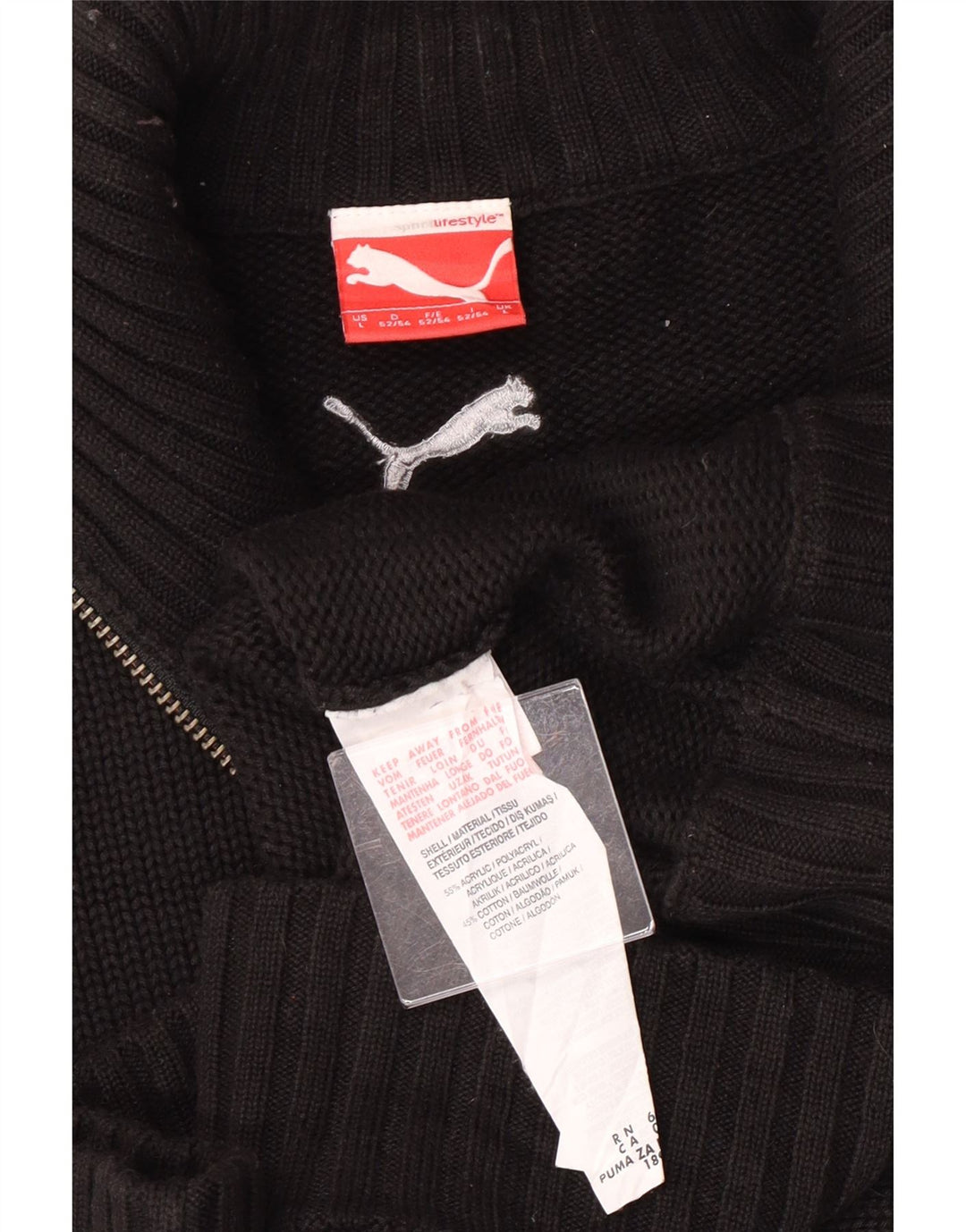 Puma Herren Cardigan Pullover Large Schwarz Acryl