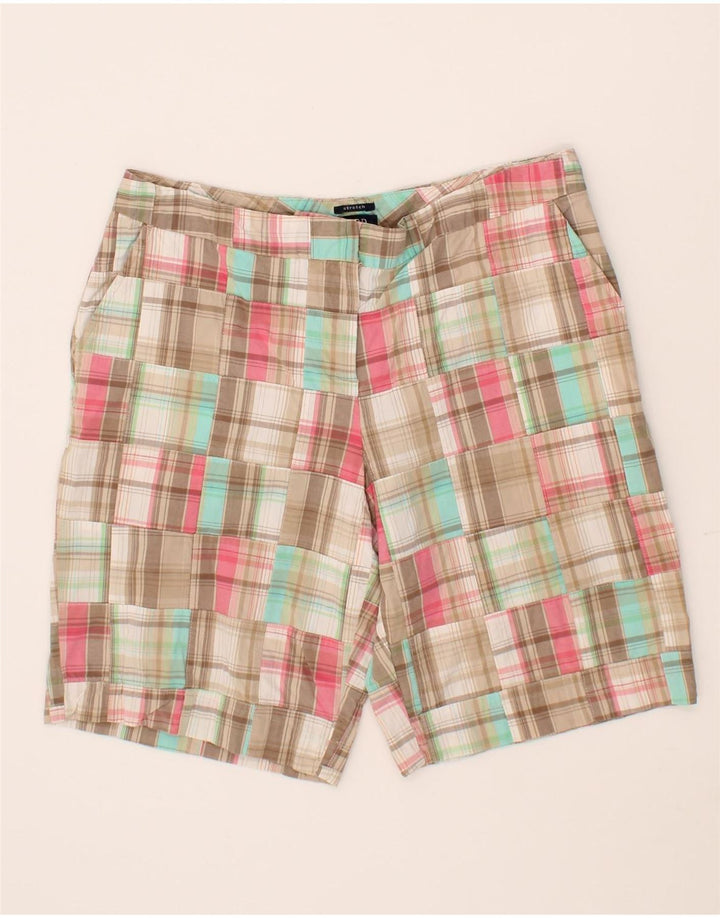 IZOD Womens Chino Shorts US 12 Large W34 Beige Check Cotton Vintage Izod and Second-Hand Izod from Messina Hembry 