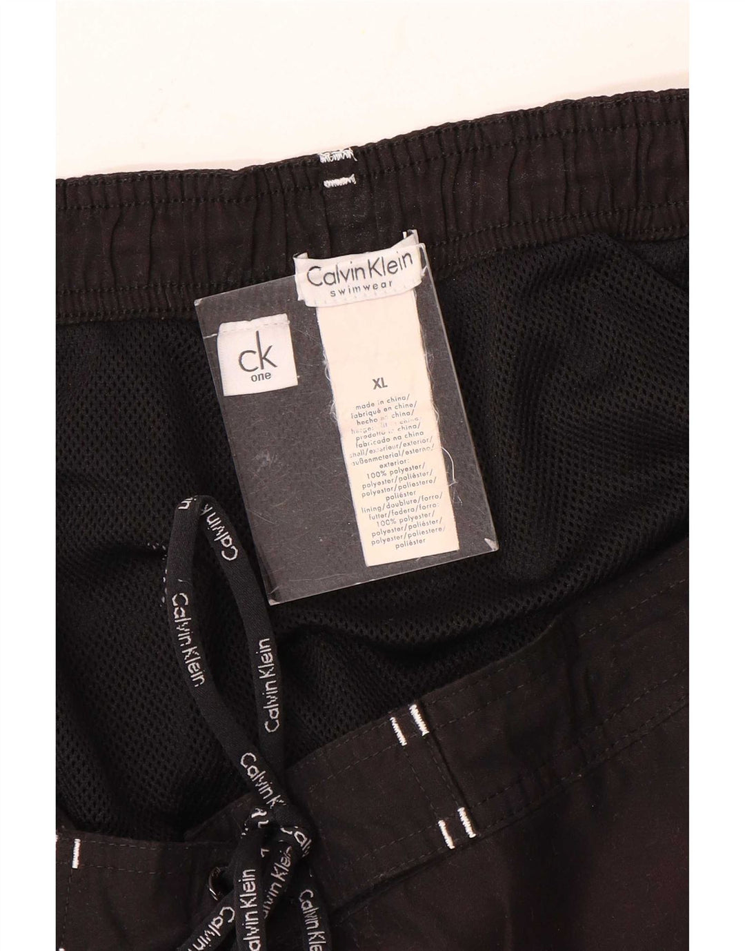 Calvin Klein Herren-Badeshorts mit Grafik, XL, schwarzes Farbblock-Polyester