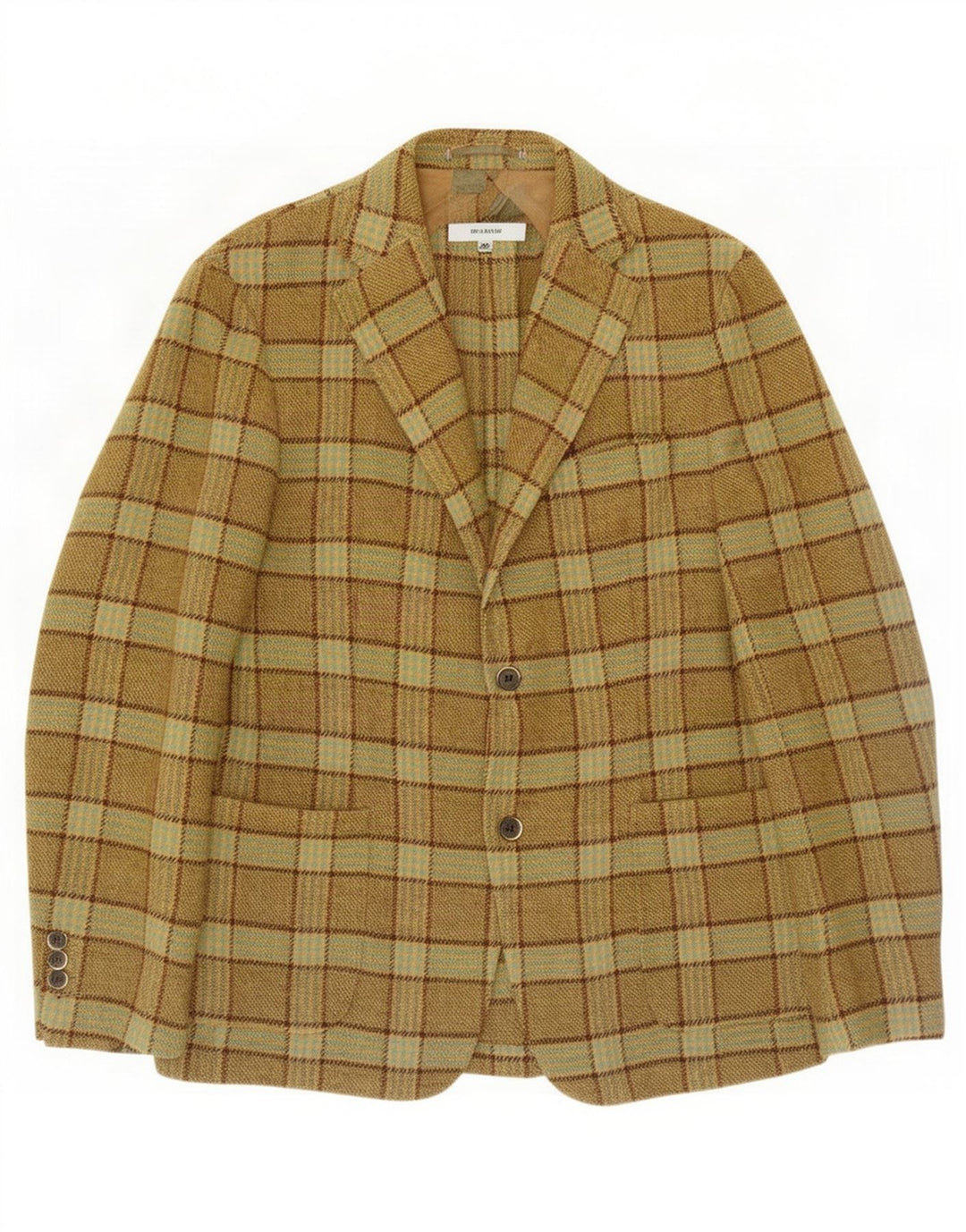 Brooksfield Herren-Blazer mit 2 Knöpfen, IT 50, großes Khaki-Karomuster
