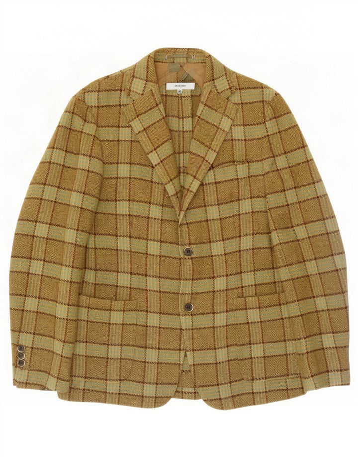 Brooksfield Herren-Blazer mit 2 Knöpfen, IT 50, großes Khaki-Karomuster