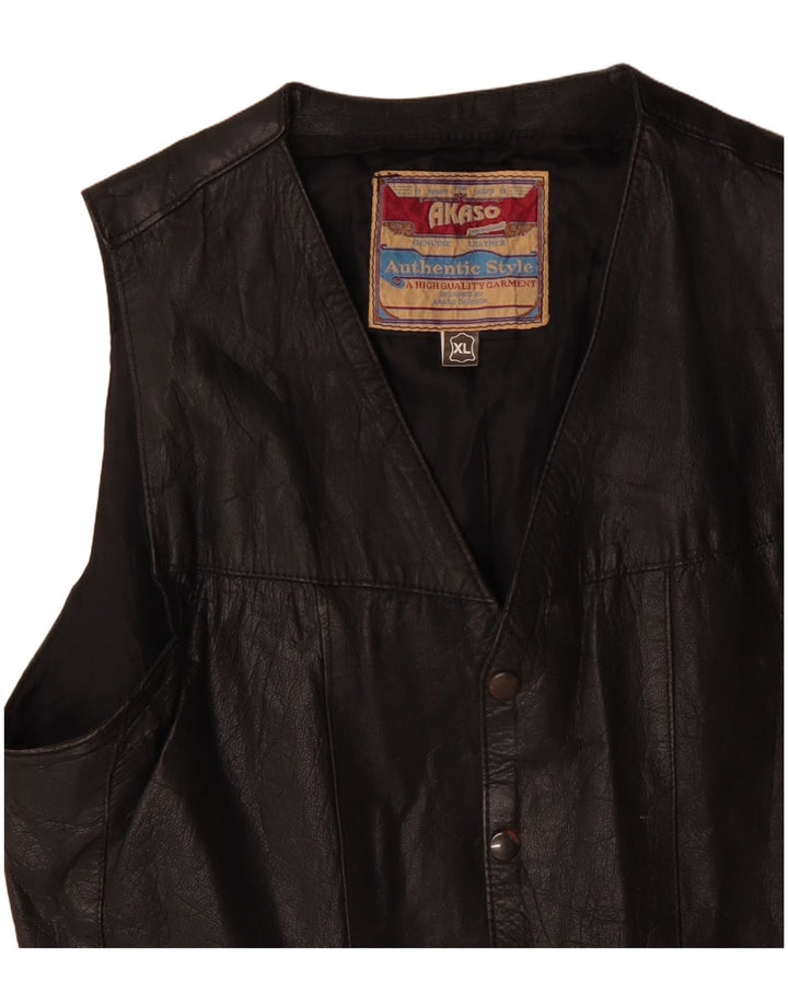 Akaso Herren Lederweste XL, schwarzes Leder