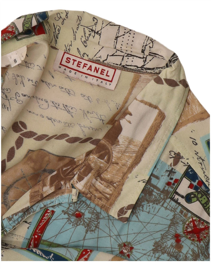 STEFANEL Herren Grafik-Kurzarmhemd, klein, mehrfarbig, Patchwork