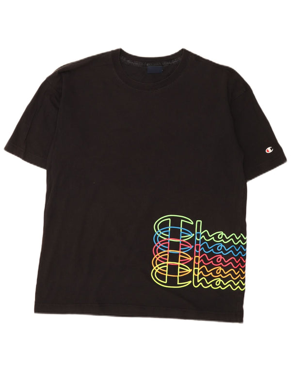 Champion Herren-T-Shirt mit Grafik, XS, schwarze Baumwolle