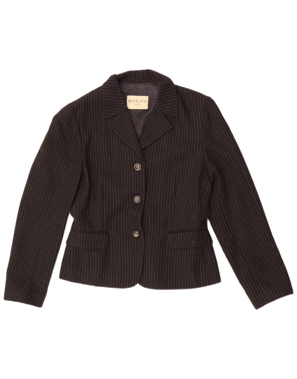 Max&Co. Damen-Blazerjacke mit 3 Knöpfen, UK 12, Mittelschwarz, Nadelstreifen